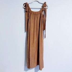 Sancia - Brown Tie Shoulder Midi Dress
